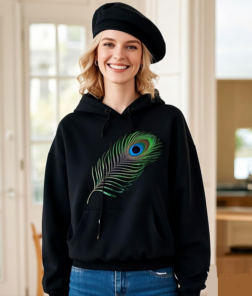 Peacock Feather Graphic Hoodie